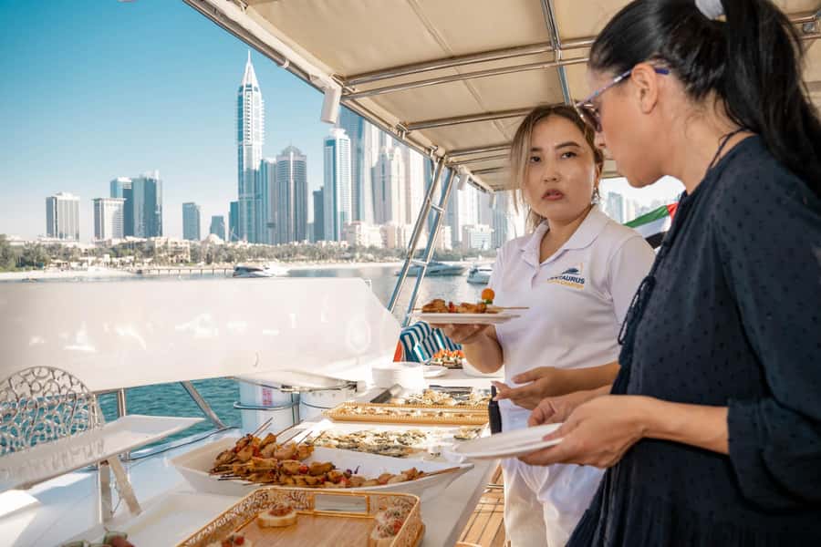 Dubai: Sunset & Night Cruise with Bites and Drinks - Atlantis and Burj Al Arab photo stops