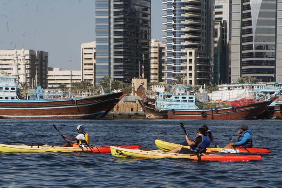 Dubai: Sunset/Night Dubai Creek Kayak Tour - What happens during the 1.5-hour route