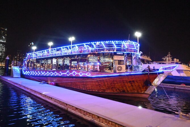 Luxury Dinner at Traditional Dhow Cruise Dubai Marina with Charm - Al Rahim Mosque and Cayan Tower