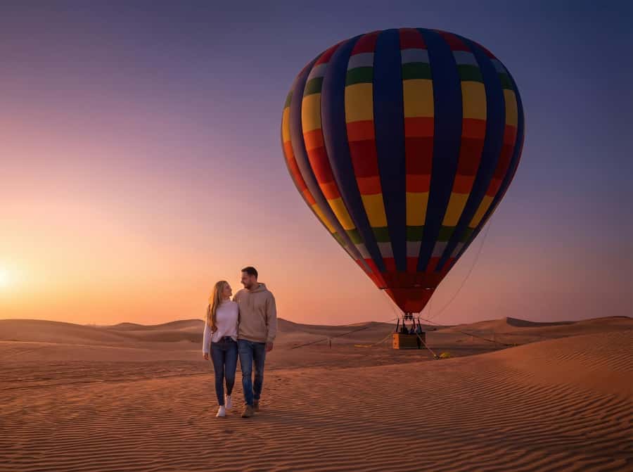 Noble Life Sunrise Hot Air Balloon Ride Over Dubai Desert - The sunrise flight above the golden dunes