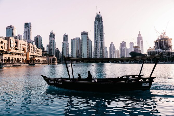 Traditional Abra Ride and Dubai Fountain Show at Burj Lake - The abra ride and the view from the lake