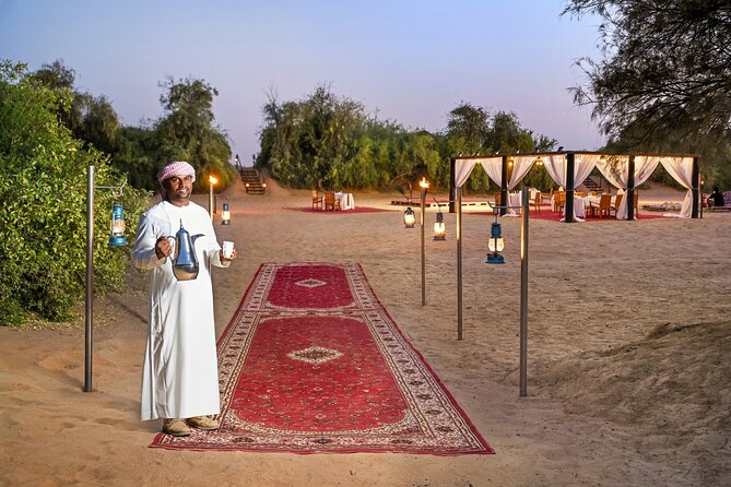 VIP Dubai Sunset Desert Safari: Camel Ride, BBQ, Unlimited Spirit - The sunset stop comes with date juice and camel milk chocolate